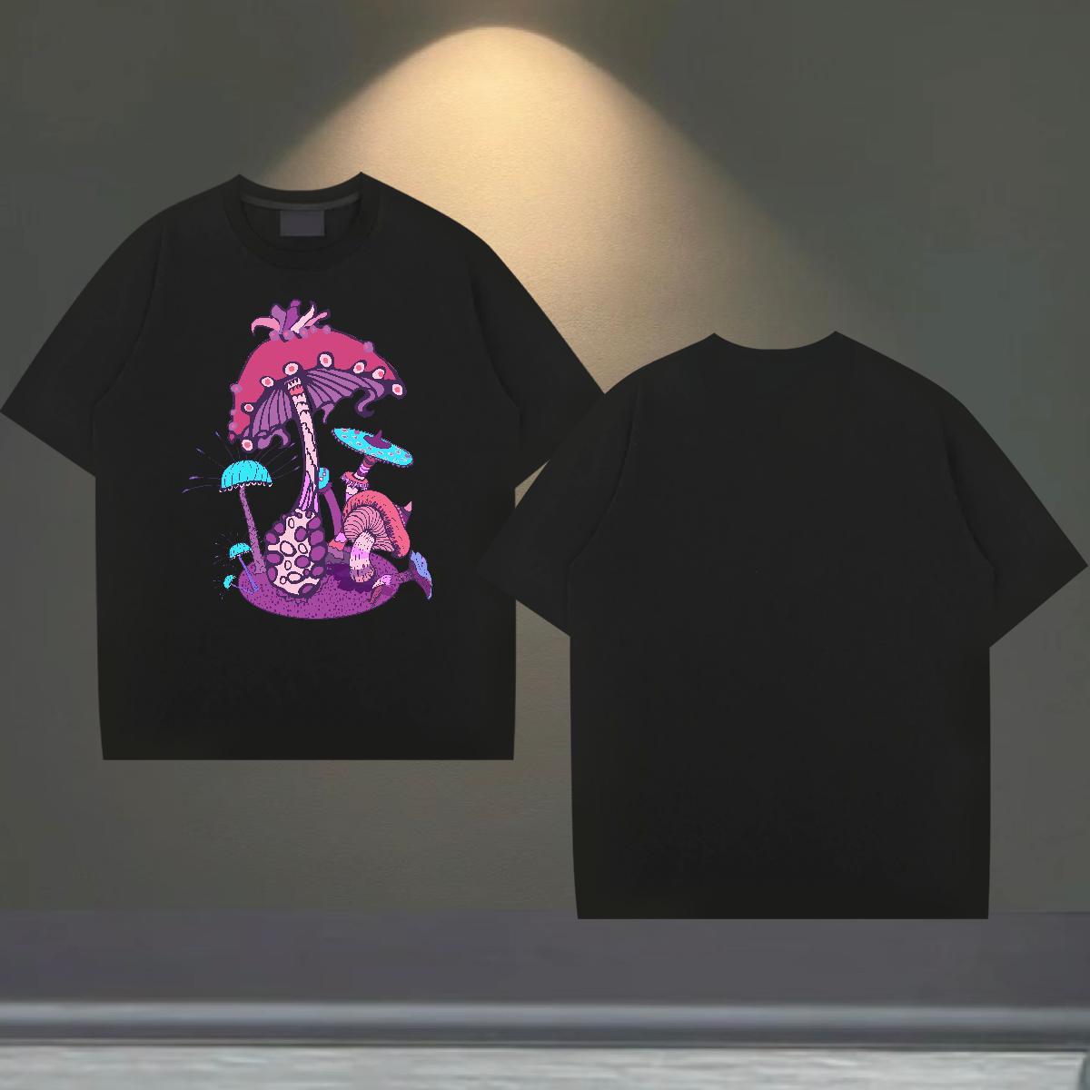Loose Fit Tshirt for Man Woman 230g 100% Cotton Street Wear mushroom Custom Printing Breathable 2024 T-Shirts for Men Top Tees