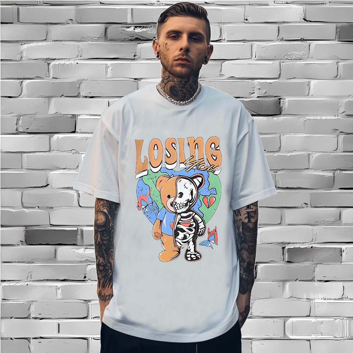 Designer Men Tshirts 230g Cotton bear T Shirts Men Spring Summer Breathable Short Sleeve Oversized 4XL 2024 Tee Shirt