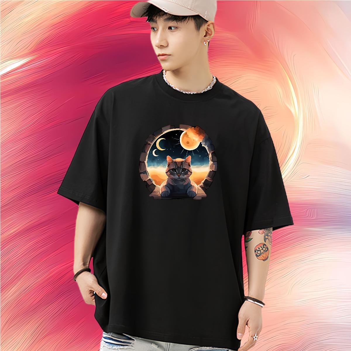 2024 New T shirt 230g 100% Cotton Street Casual Tshirts Breathable Crew Neck Cool Tshirt for Man Woman Anime