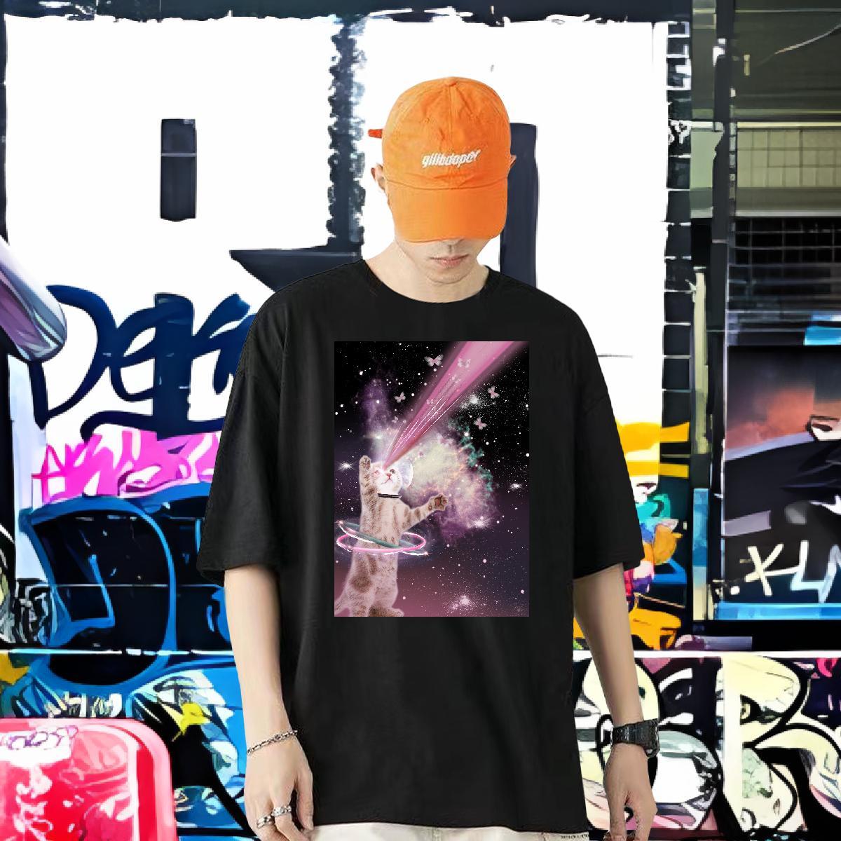 Fashion Designer Men T Shirts 230g Pure Cotton cat Daily Wear Tee Shirt Breathable TOP Quality Men Clothes T-Shirt Customized