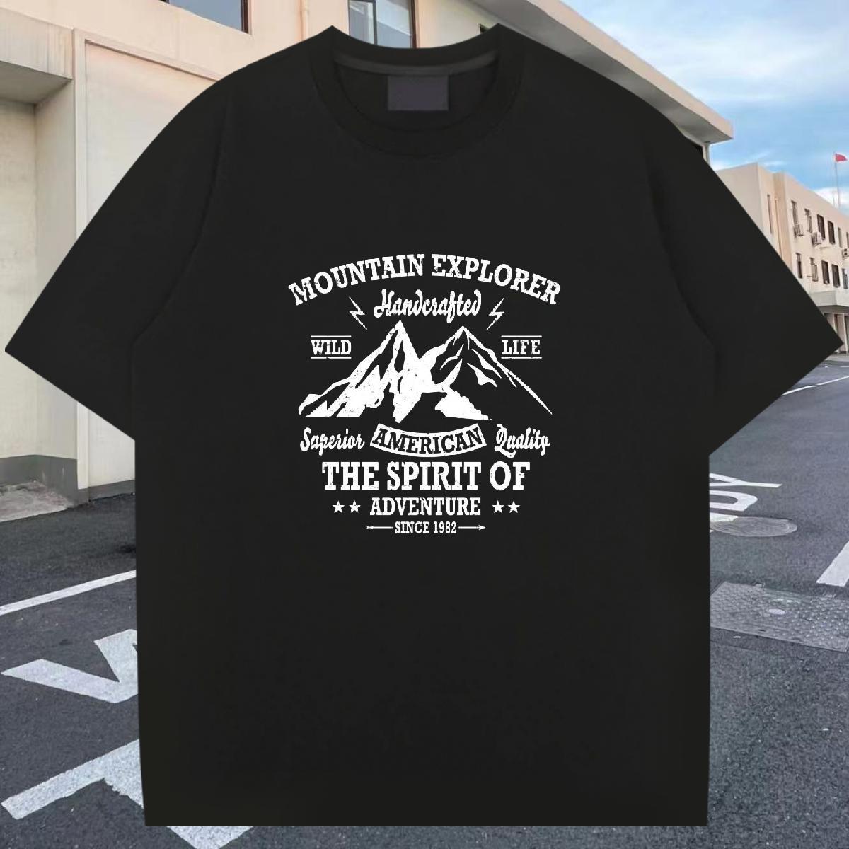 Wholesale Couples T Shirts 100% Cotton 230g Beach mountains Anime Print Round Neck Short Sleeve Customized Man T Shirts Tops Shirt