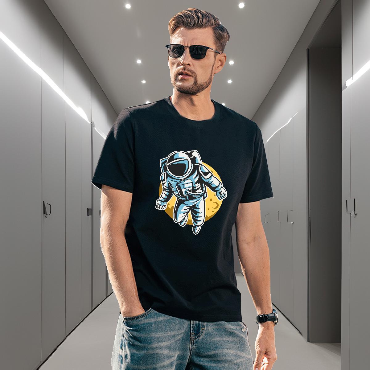 T Shirt For Man 100% Cotton 230g cosmonaut Summer Casual Crew Neck Breathable DIY Printed Mens Tshirts New Designer High Quality Tops