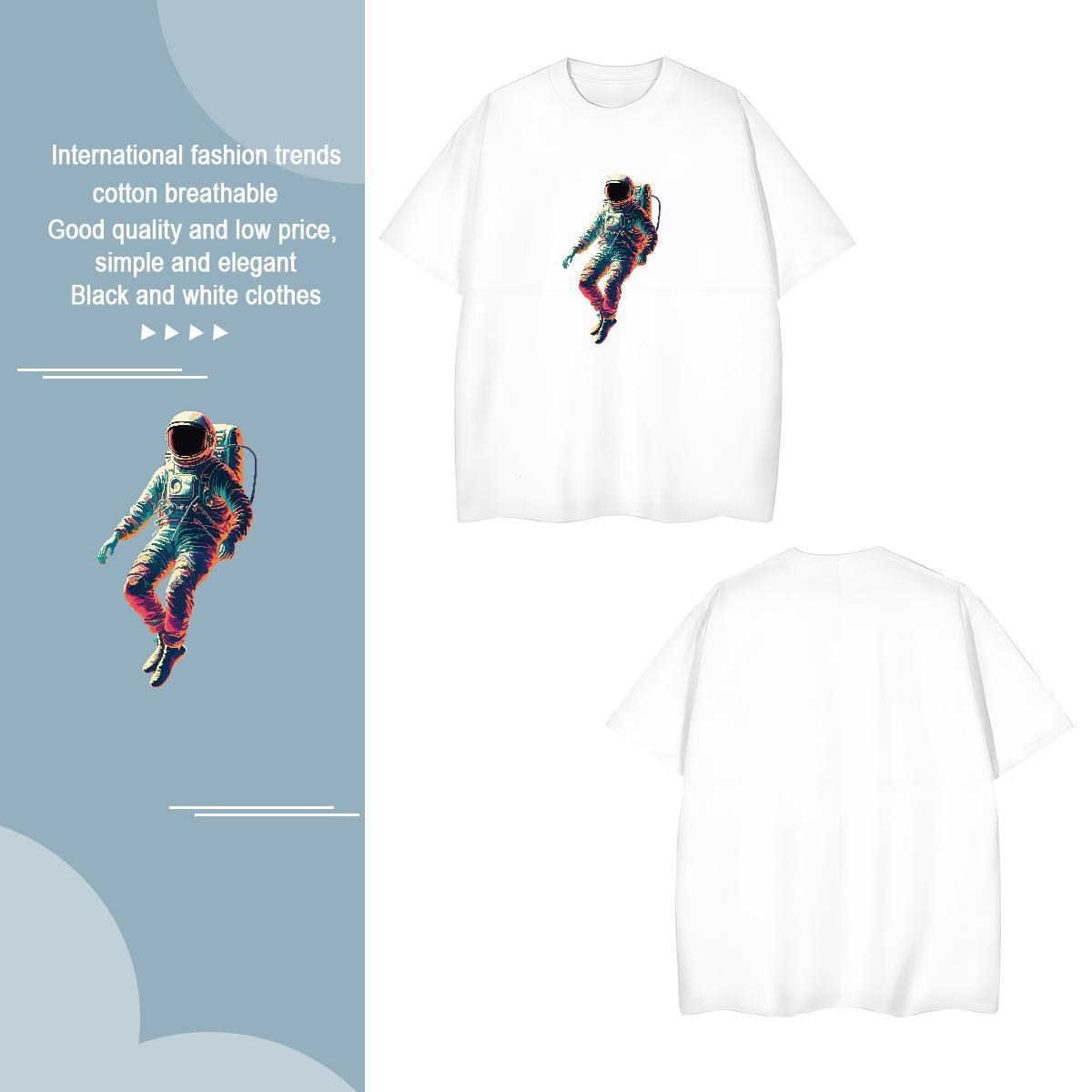 Men T Shirts 230g Cotton cosmonaut Sport O Neck Short Sleeves Asian Size Couples T Shirts Designer Fashion Free Shipping Tees Shirts