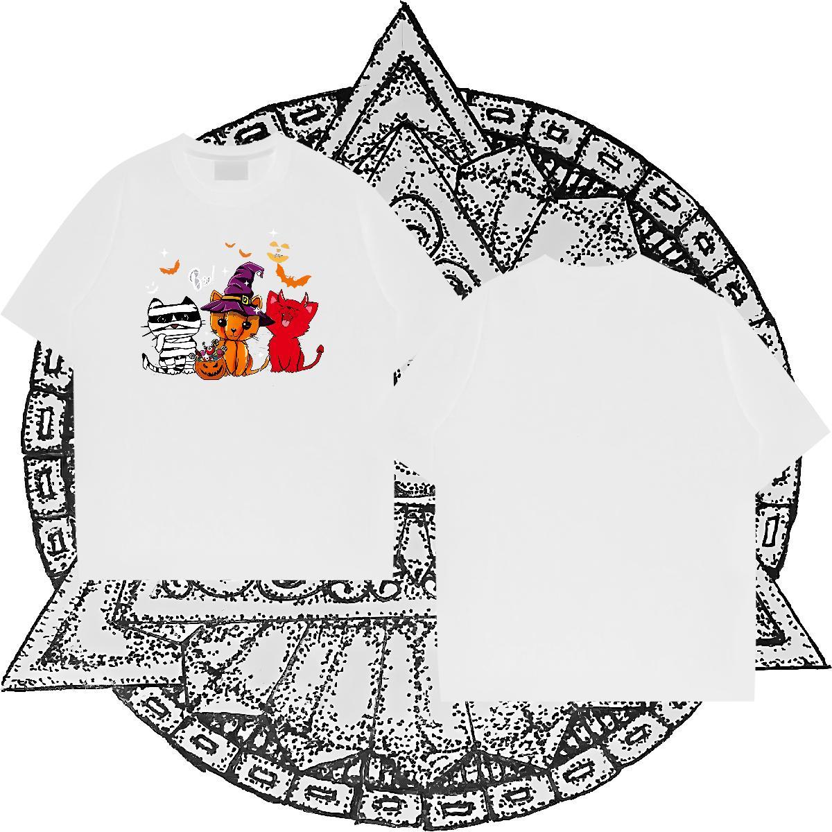 Brand T Shirts Men 230g 100% Cotton halloween Casual Top Tees Breathable Crew Neck Cool Design Men Tshirts Black White