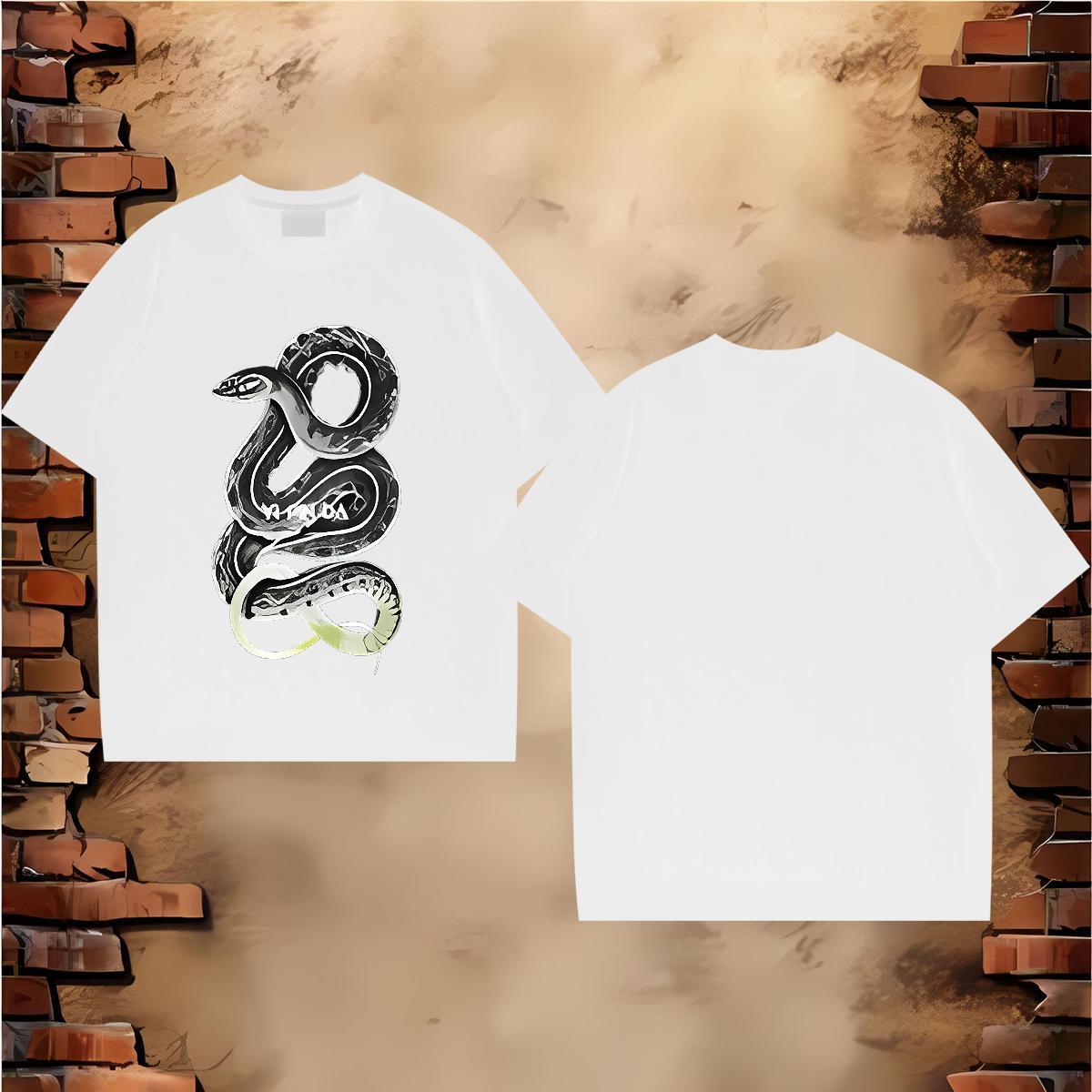 Fashion Design T-Shirts 230g Pure Cotton snake Daily Outfit Tops Breathable Short Sleeve Comfortable Men Tshirts Cartoon Print