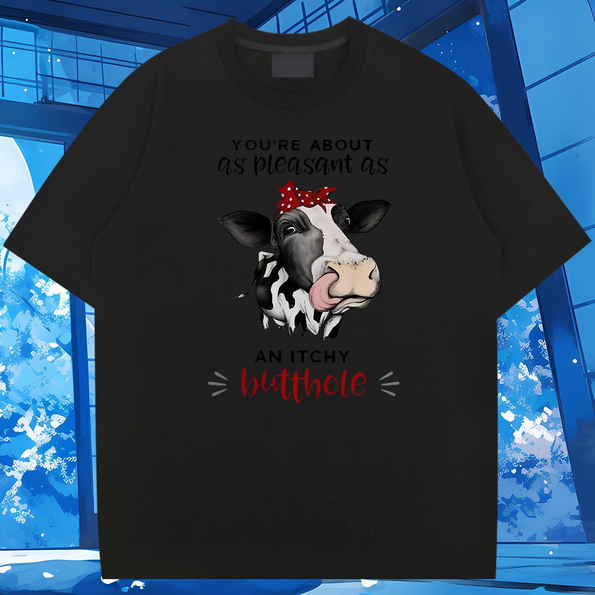 2024 Men T Shirts 230g Cotton cow Spring Summer Tees O-Neck Short Sleeve Soft Tshirt for Man Woman Cartoon Print