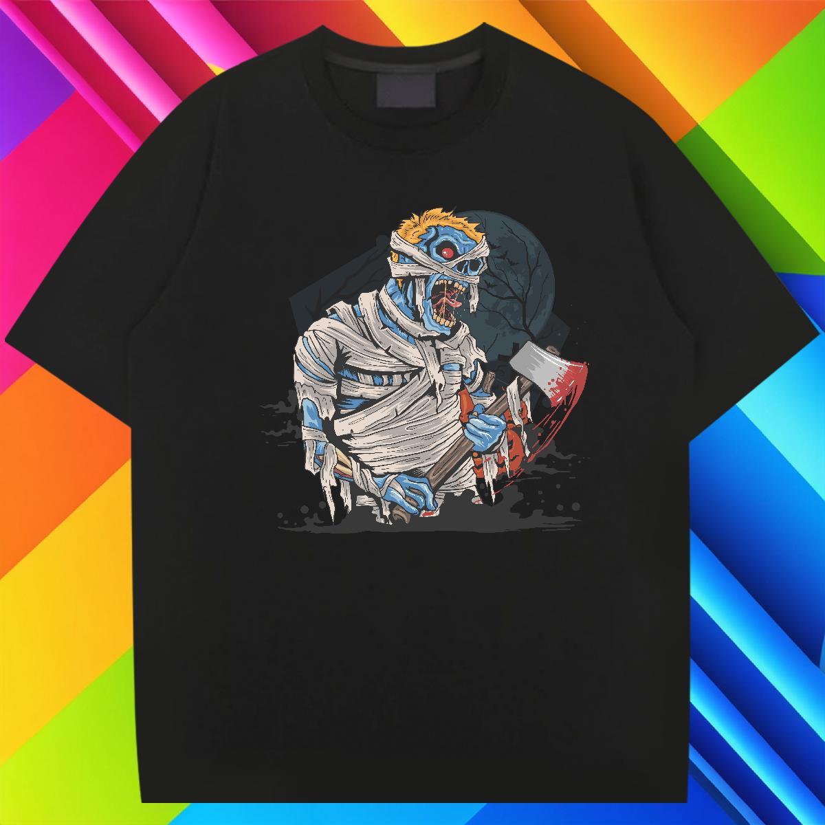 T-Shirts for Men 230g 100% Cotton monster Street Crew Neck Cartoon Printing L-4XL Men Tees 2024 Summer Free Shipping Clothes