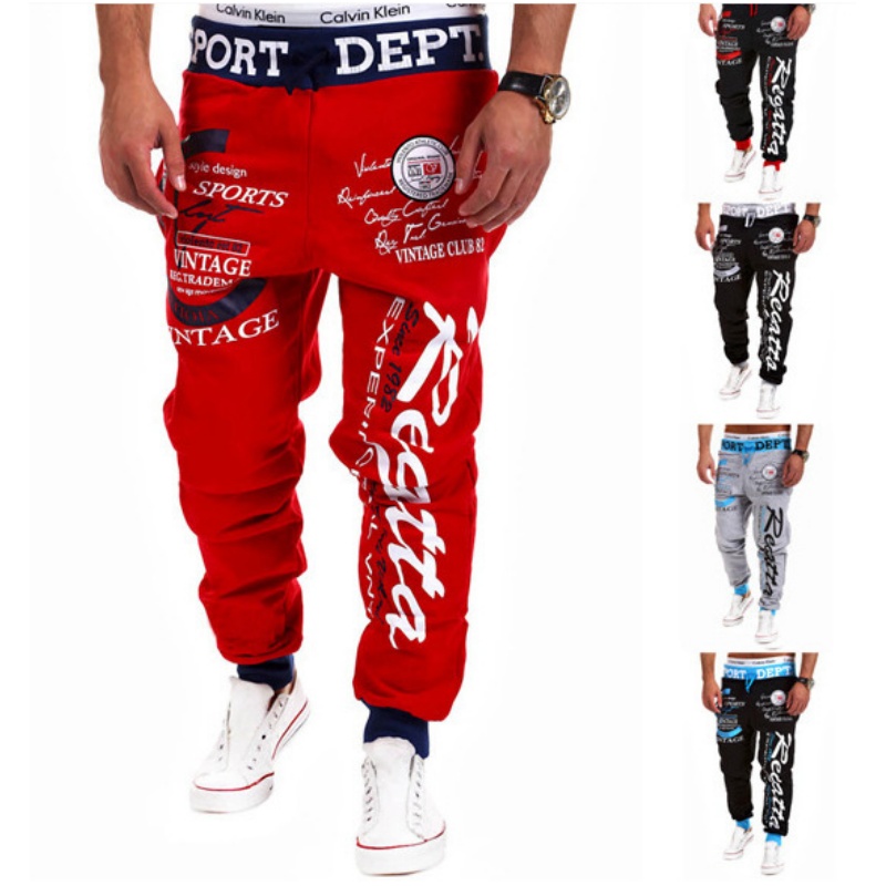 Wholesale-Alisister fashion men/women's joggers pants skinny sweatpants hip hop jogging trousers Flag letters print sweat pants