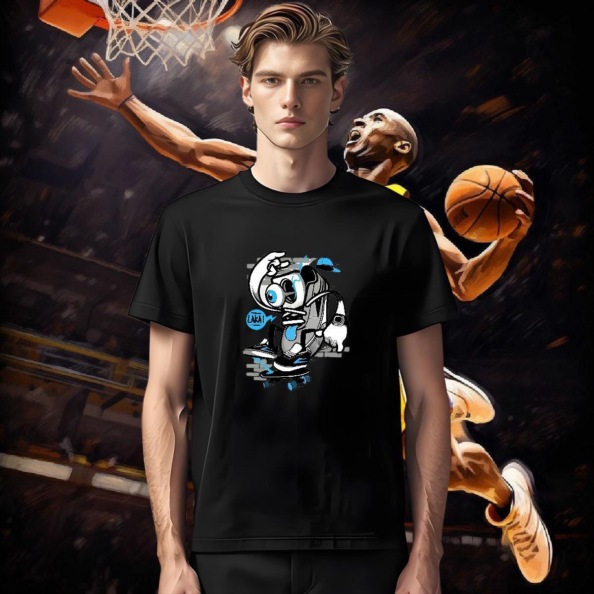 T shirt 100% Cotton 230g painting Daily Outfit Crew Neck Breathable Cartoon Print Men Tees 2024 DIY Wholesale Tops Shirt