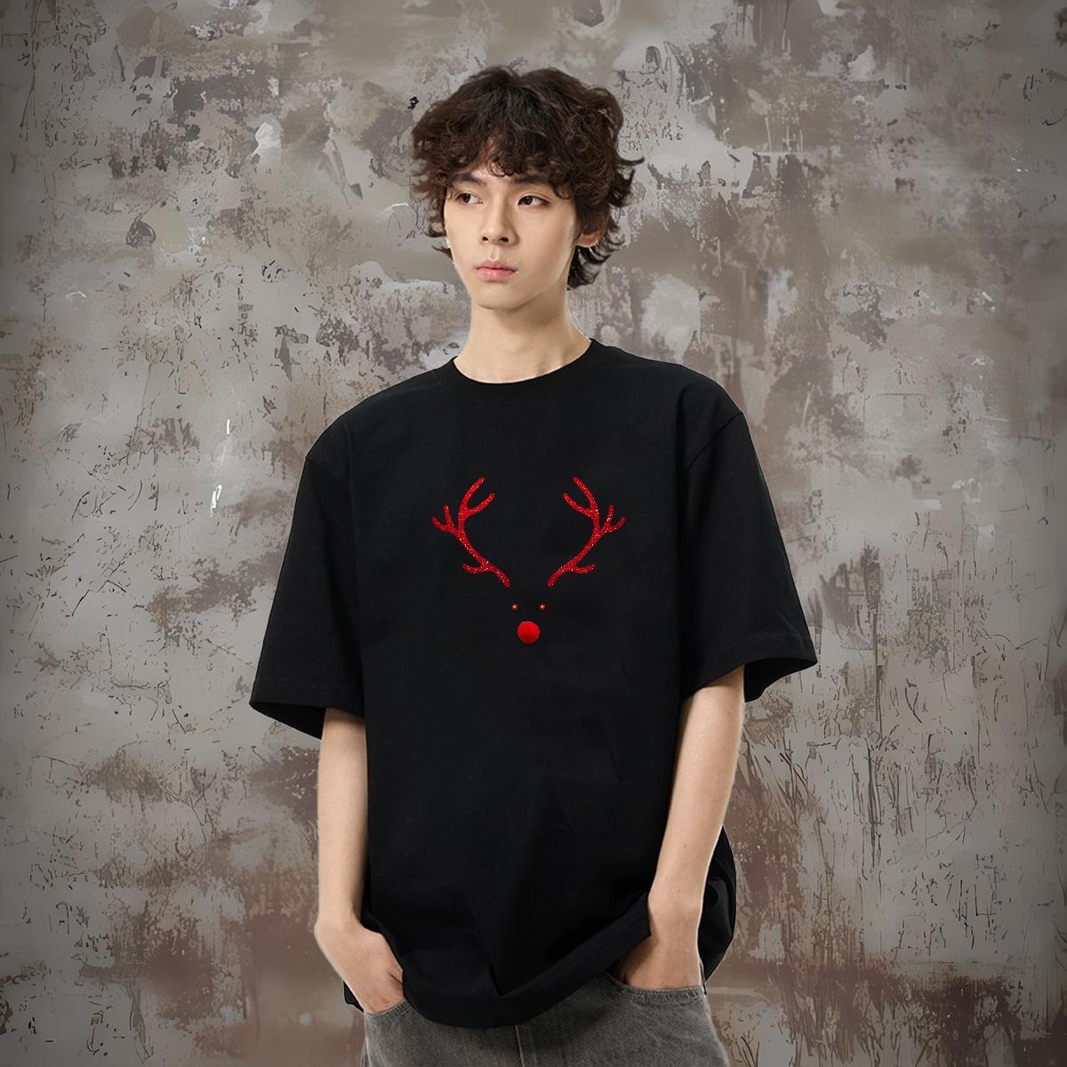 2024 T Shirts Men 100% Cotton 230g Christmas Street Tops Shirt Round Neck Short Sleeve High Quality Tshirt for Man Woman Custom Print Plus Size