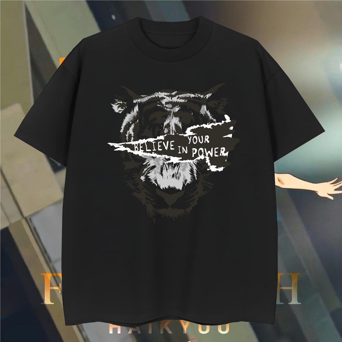 T-Shirts 100% Cotton 230g leopard Spring Summer Breathable Short Sleeve Black White Tshirts 2024 DIY Popular Clothes