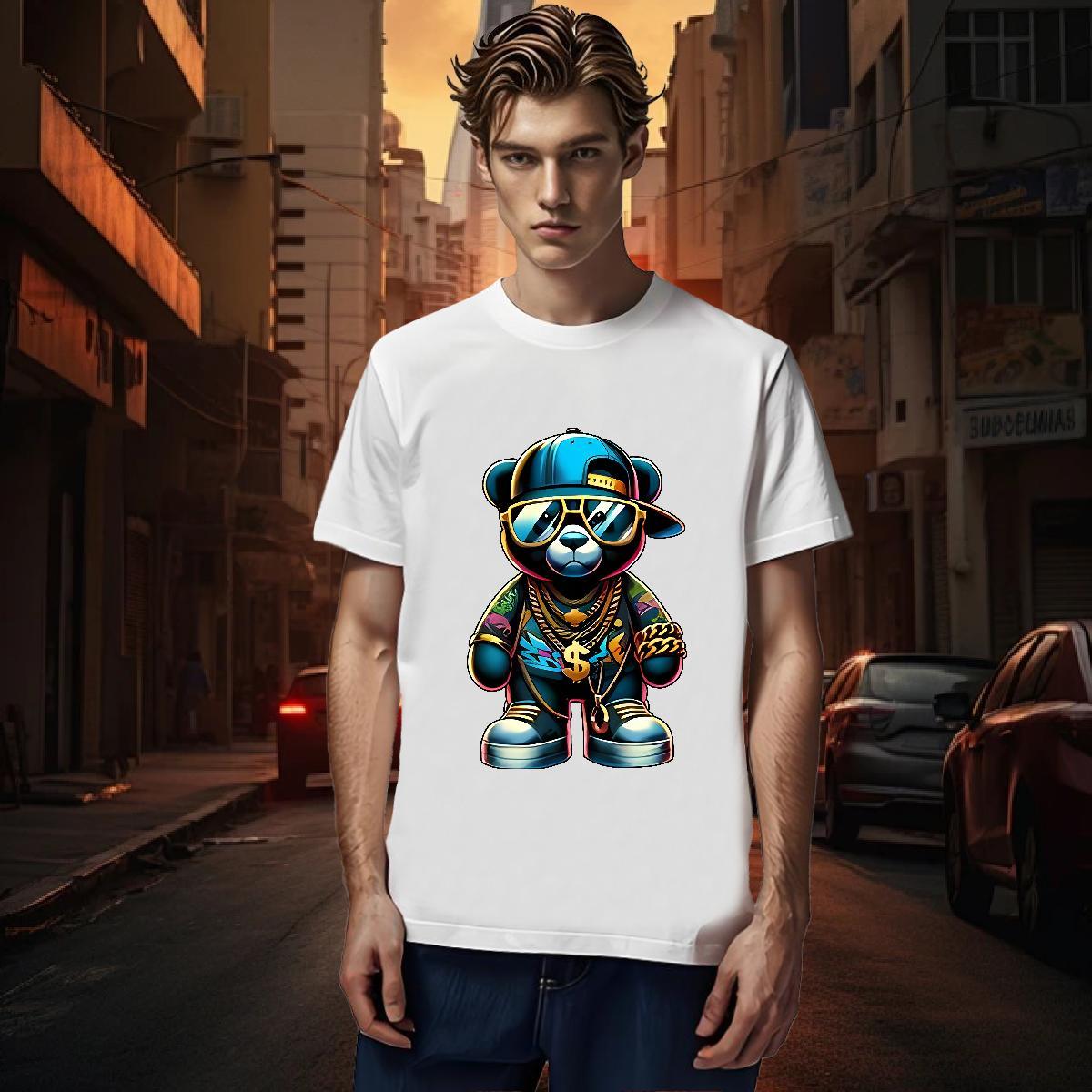 T-Shirts 230g Cotton bear Daily Wear O-Neck Short Sleeve Custom Anime Tshirt for Man Woman New Arrival Cool Tees Shirts