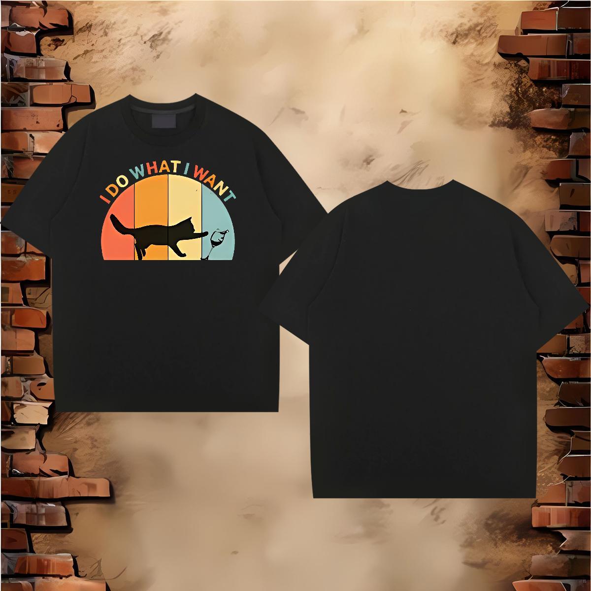 Customized Men T Shirts 100% Cotton 230g cat Street Wear Clothes Crew Neck Breathable Cool Design Mens Tshirts DIY Logo Oversized