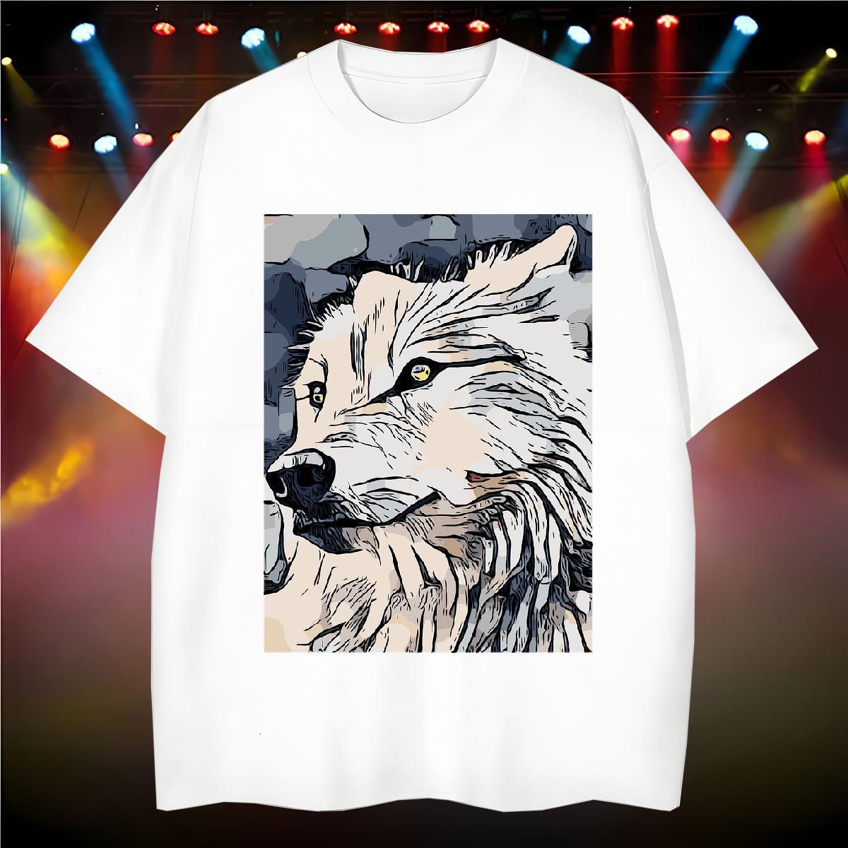 Man T Shirts 230g 100% Cotton wolf Beach Pure Cotton DIY Men Tops Tees New Free Shipping Clothings