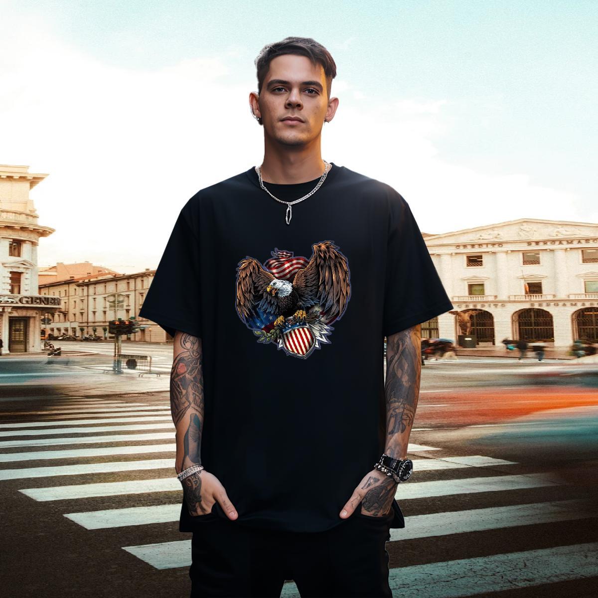 Loose Fit Men Tees 230g Cotton cool T-Shirts Street Round Neck Short Sleeve Asian Size Casual New Tops