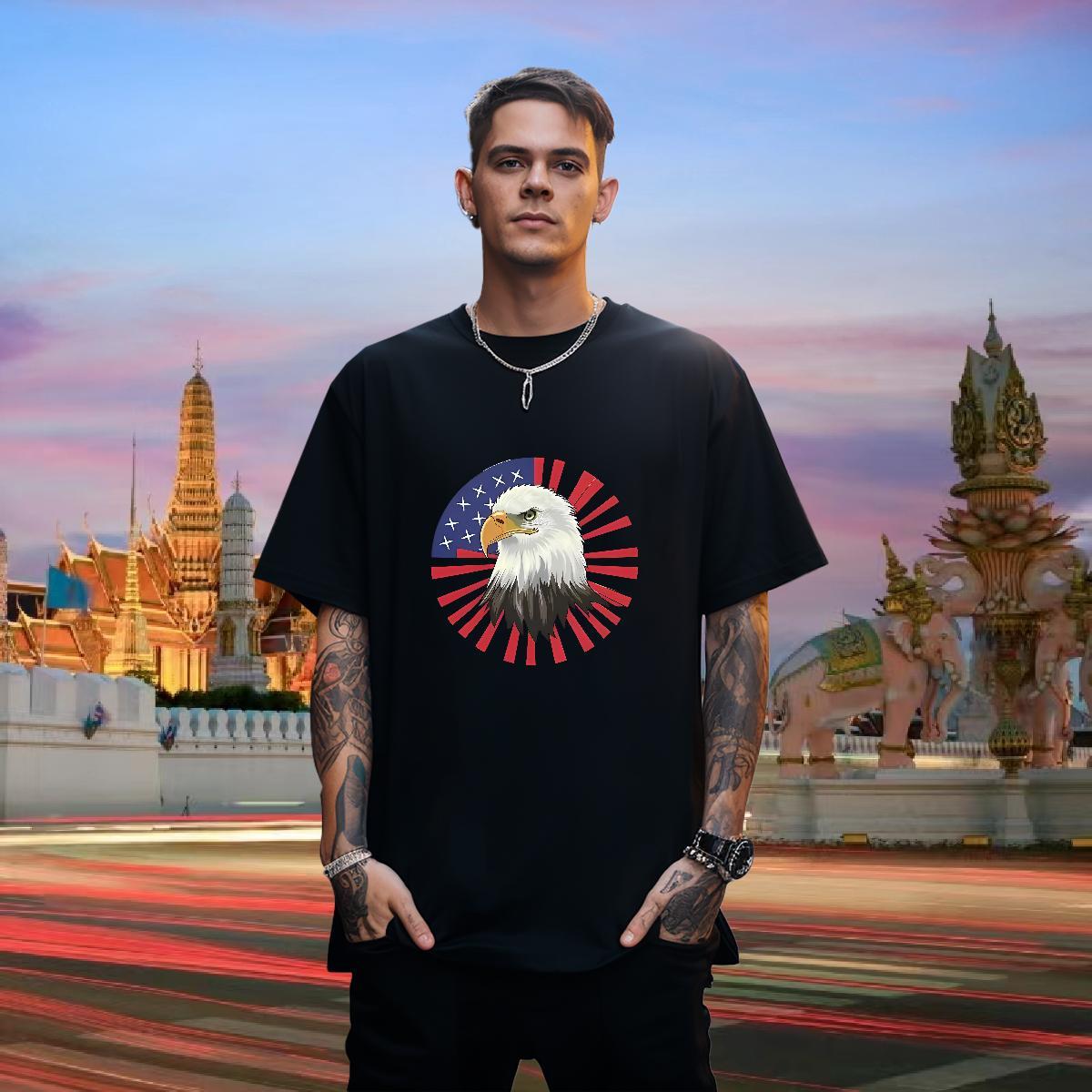 Men T Shirts 230g Pure Cotton eagle Home Outdoor Breathable Short Sleeve Anime Couples T Shirts New Arrival High Quality Tops