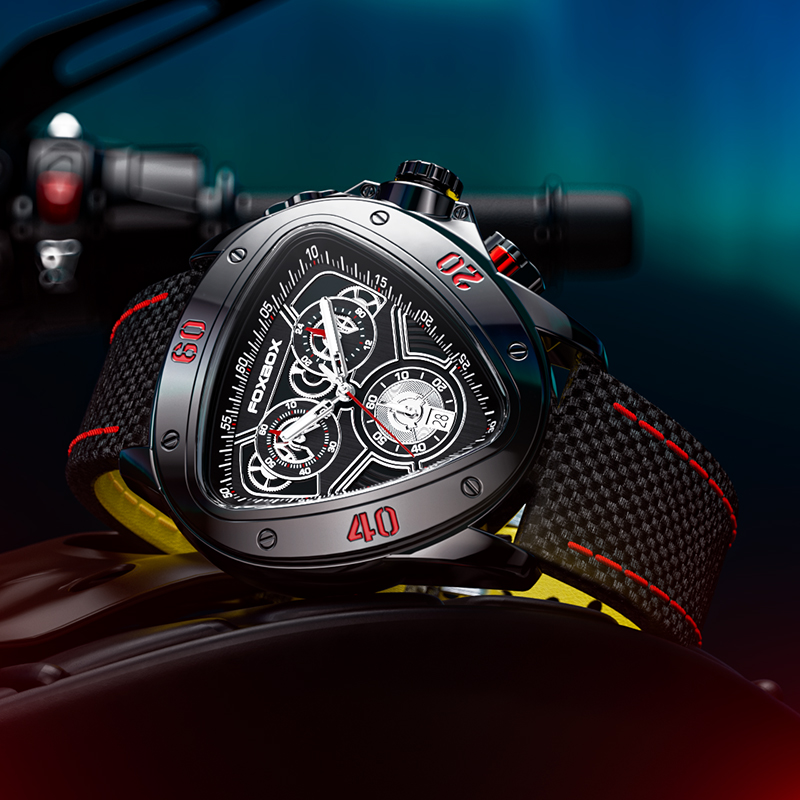 LIGE Men's Quartz Watch Personalized Triangle case Quality Braided strap Multi-function waterproof watch Men's Sports Clock Life waterproof 