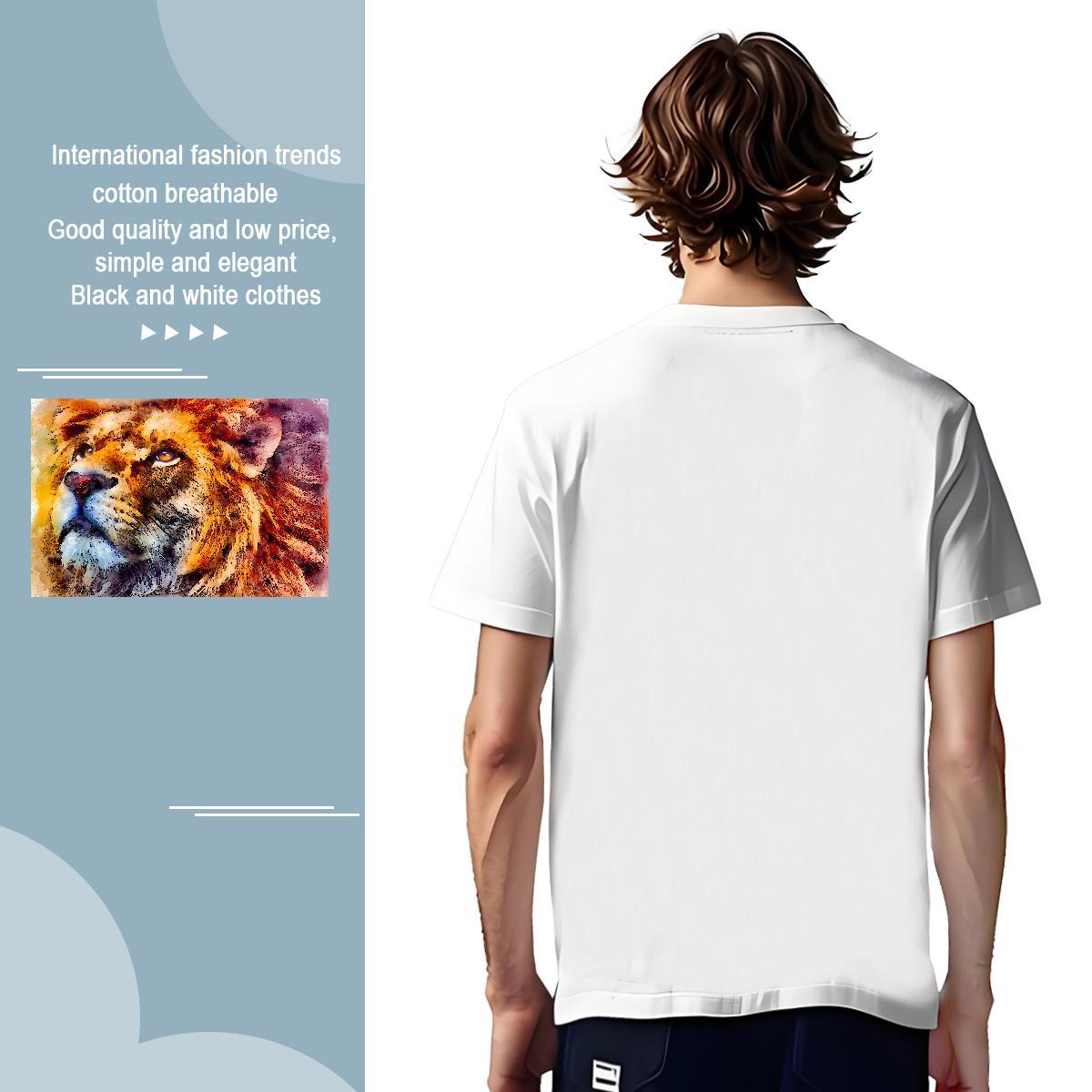 Cool Tshirts 230g 100% Cotton tiger Man T Shirts Casual Breathable Short Sleeve Anime Print Customized Polos