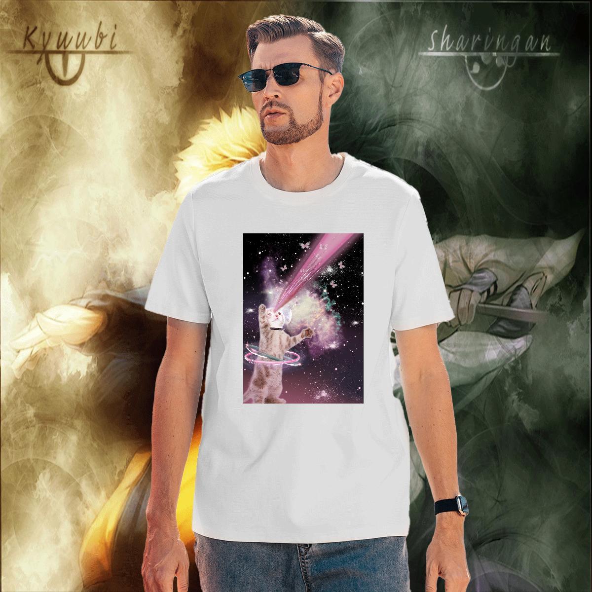 Classic Men Tops Tees 100% Cotton 230g Sports Casual cat Plus Size Custom Breathable Short Sleeve 2024 Summer T Shirts Men Wear