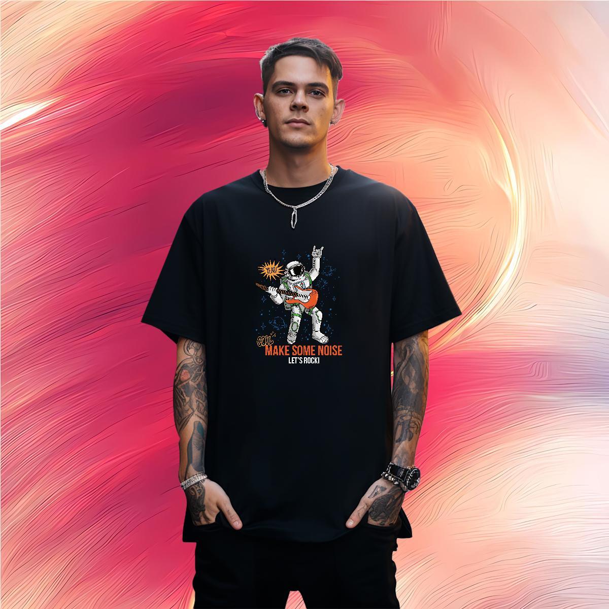 T Shirt For Man 230g 100% Cotton cosmonaut Street Crew Neck Custom Printed Men Tshirts Fashion Popular Tops Tees