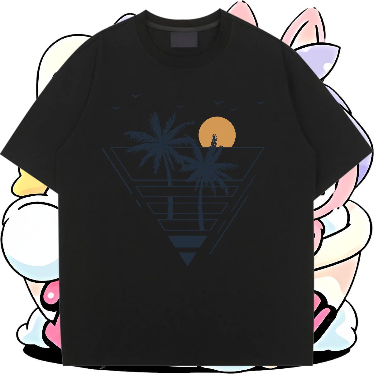 High quality T Shirts Women Short Sleeve O-Neck Couples T Shirts Cartoon Anime tree Street Casual 230g 100% Cotton DIY Clothings