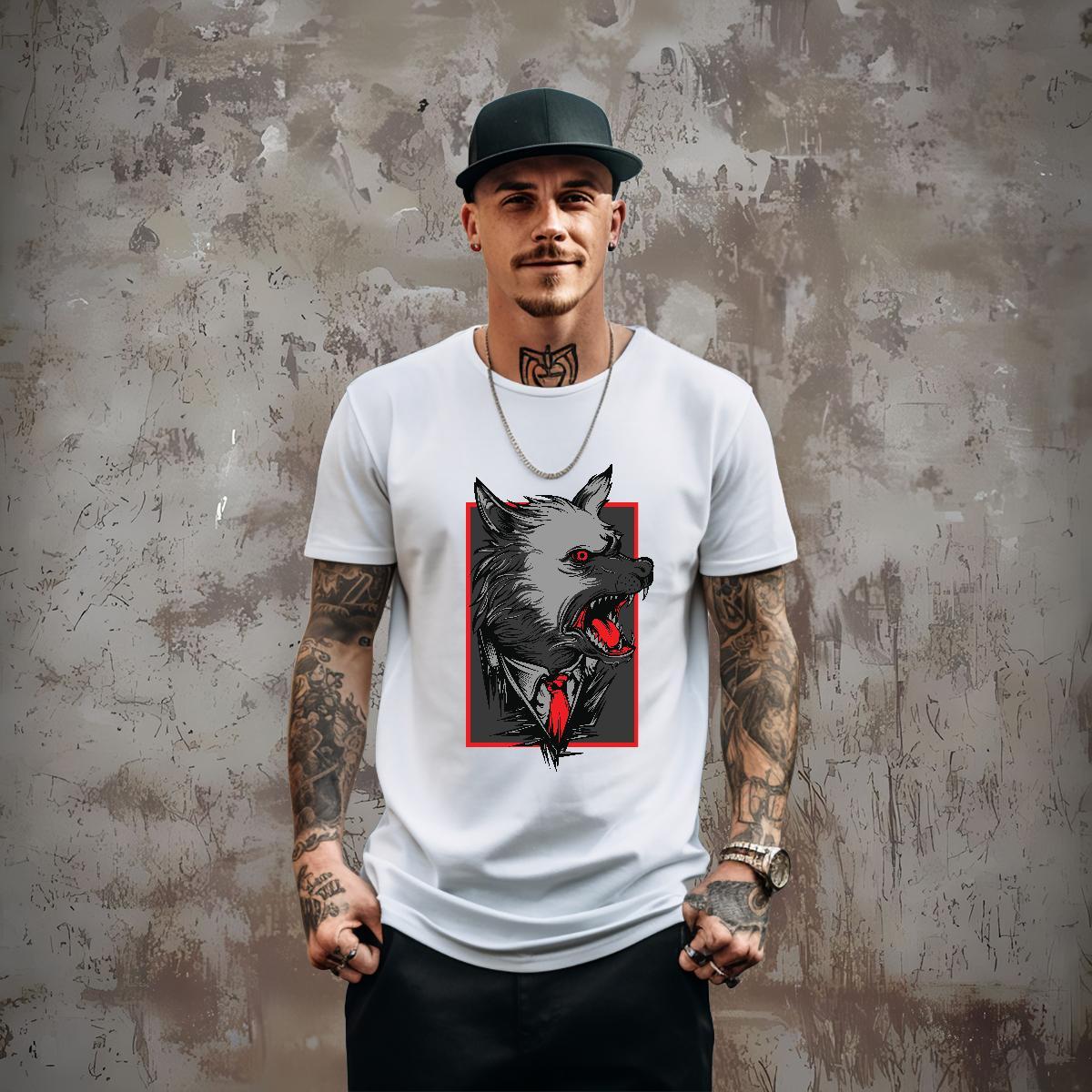Free Shipping T shirt 100% Cotton 230g wolf Casual Daily Wear Tees Short Sleeve Soft Brand Couples T Shirts Plus Size Cartoon