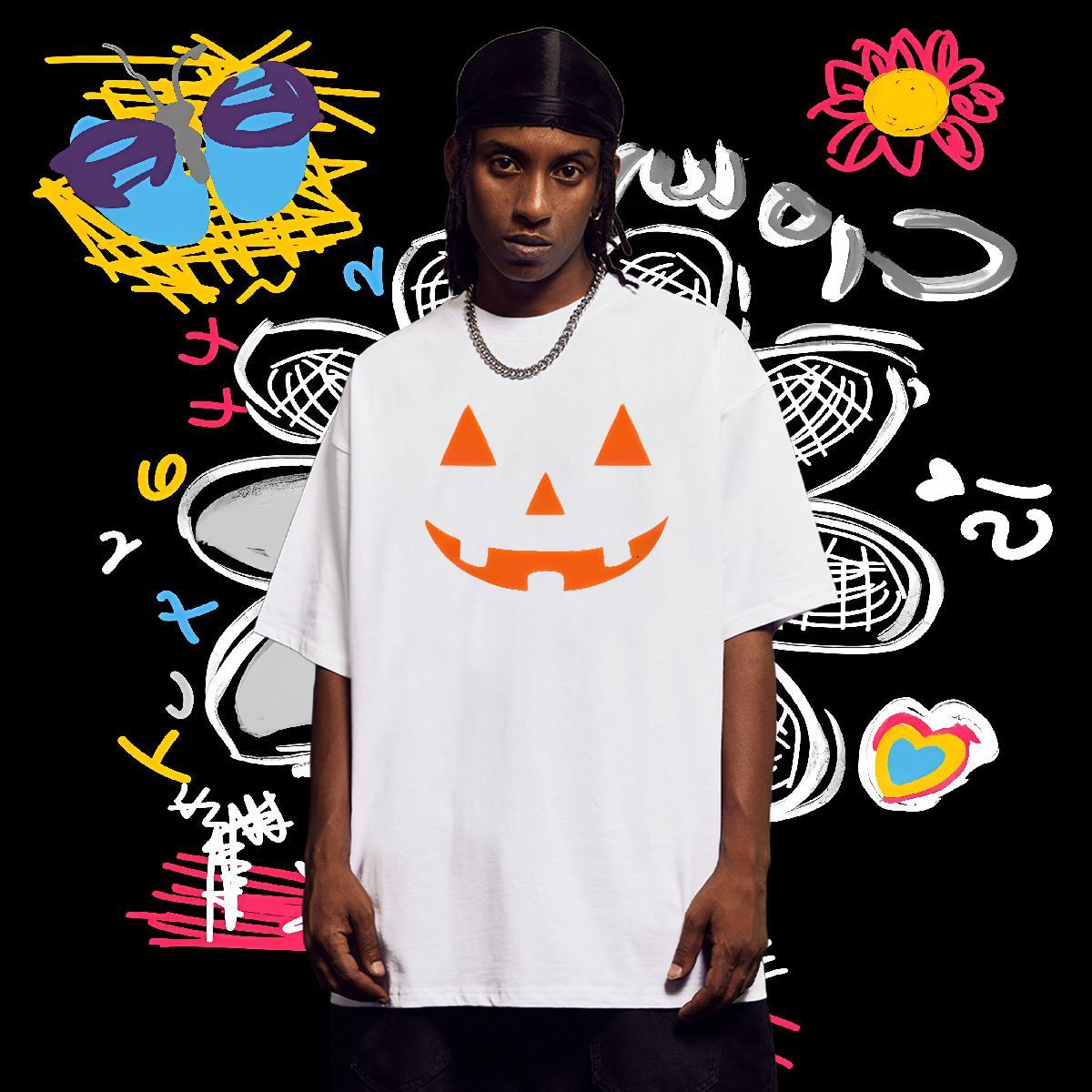 Factory Direct T Shirts Men 230g Cotton halloween Sport Tees Breathable Short Sleeve Classic Men Tshirts DIY Logo Oversized