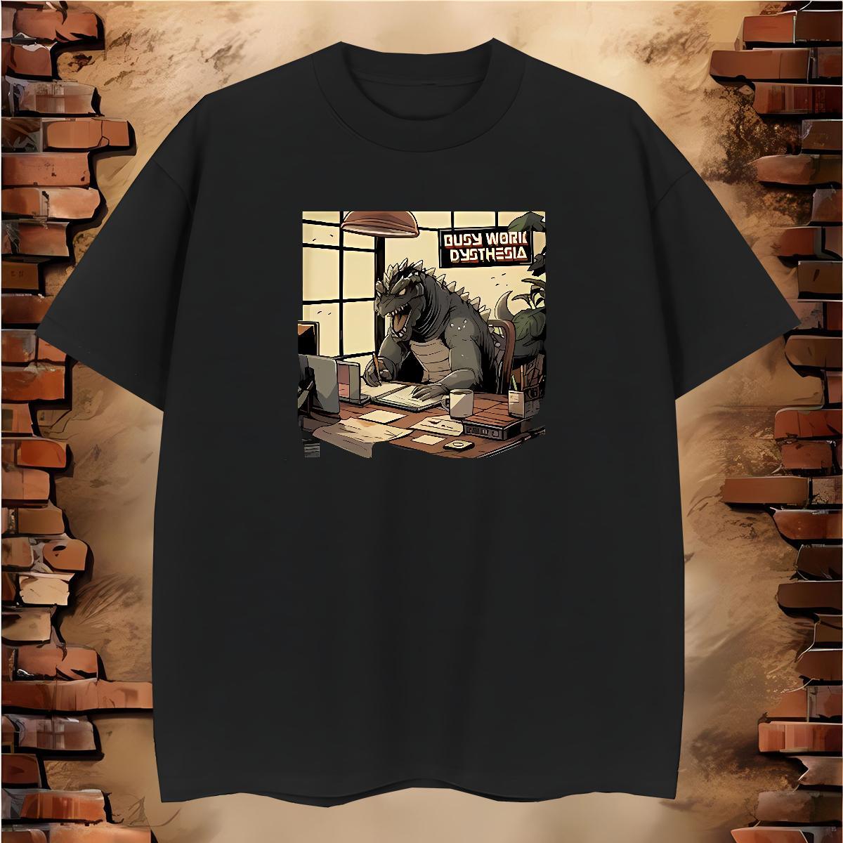 Men T Shirts 230g Pure Cotton dinosaur Street Casual Short Sleeve O-Neck Cartoon Print Men Tops Tees New Arrival Soft Wear