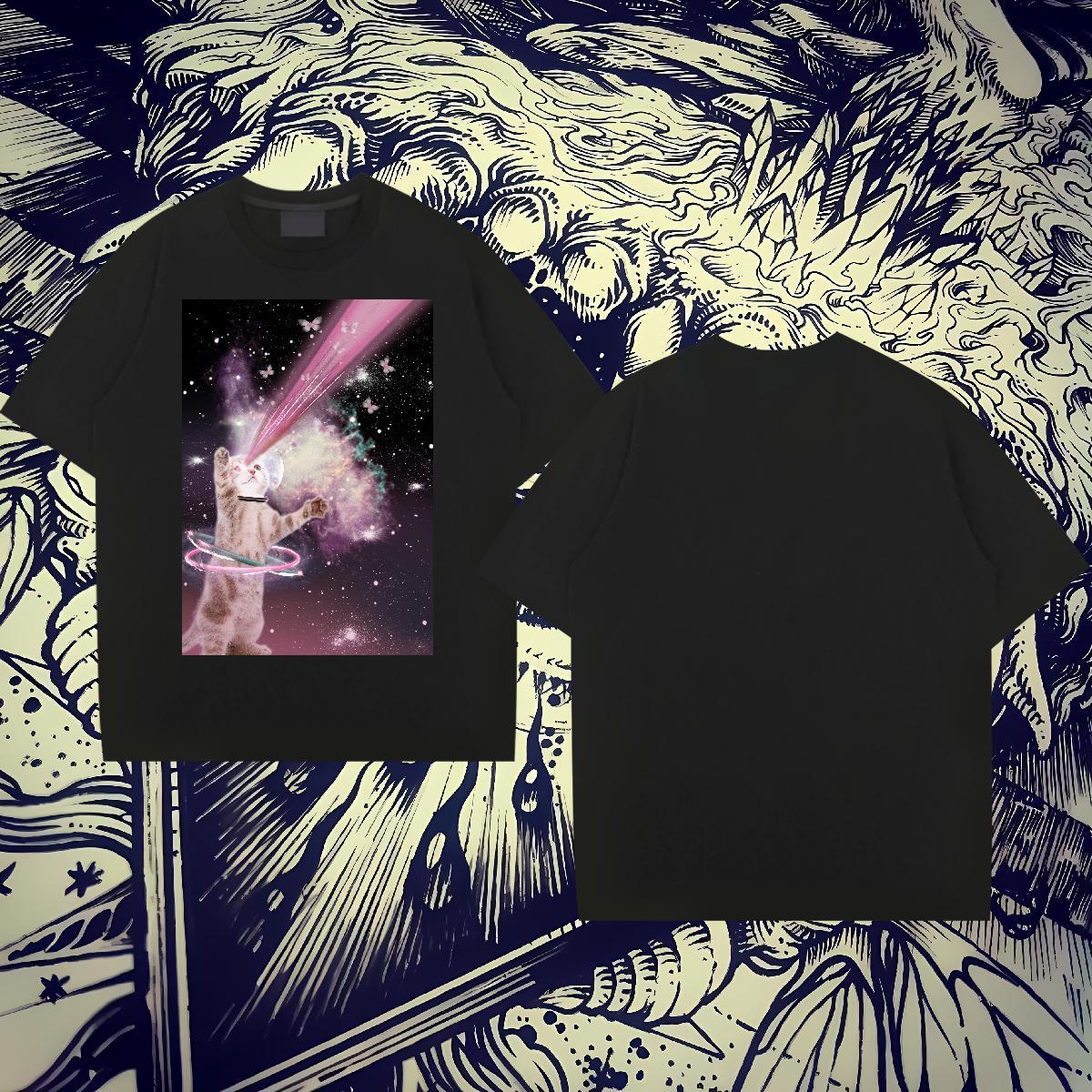 Brand Tshirts 230g Cotton Spring Summer cat Custom Cartoon Breathable Soft Designer Man T Shirts Wear