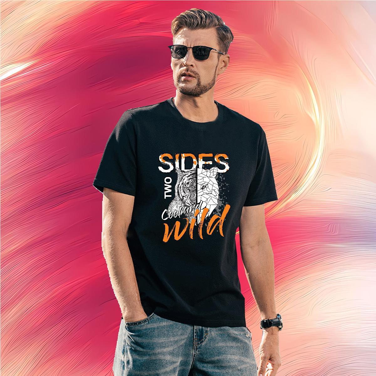 Men T Shirts 230g 100% Cotton tiger Hip Hop Street O-Neck Short Sleeve Cartoon Print Tshirts Fashion Design Cool Design Tees Shirts