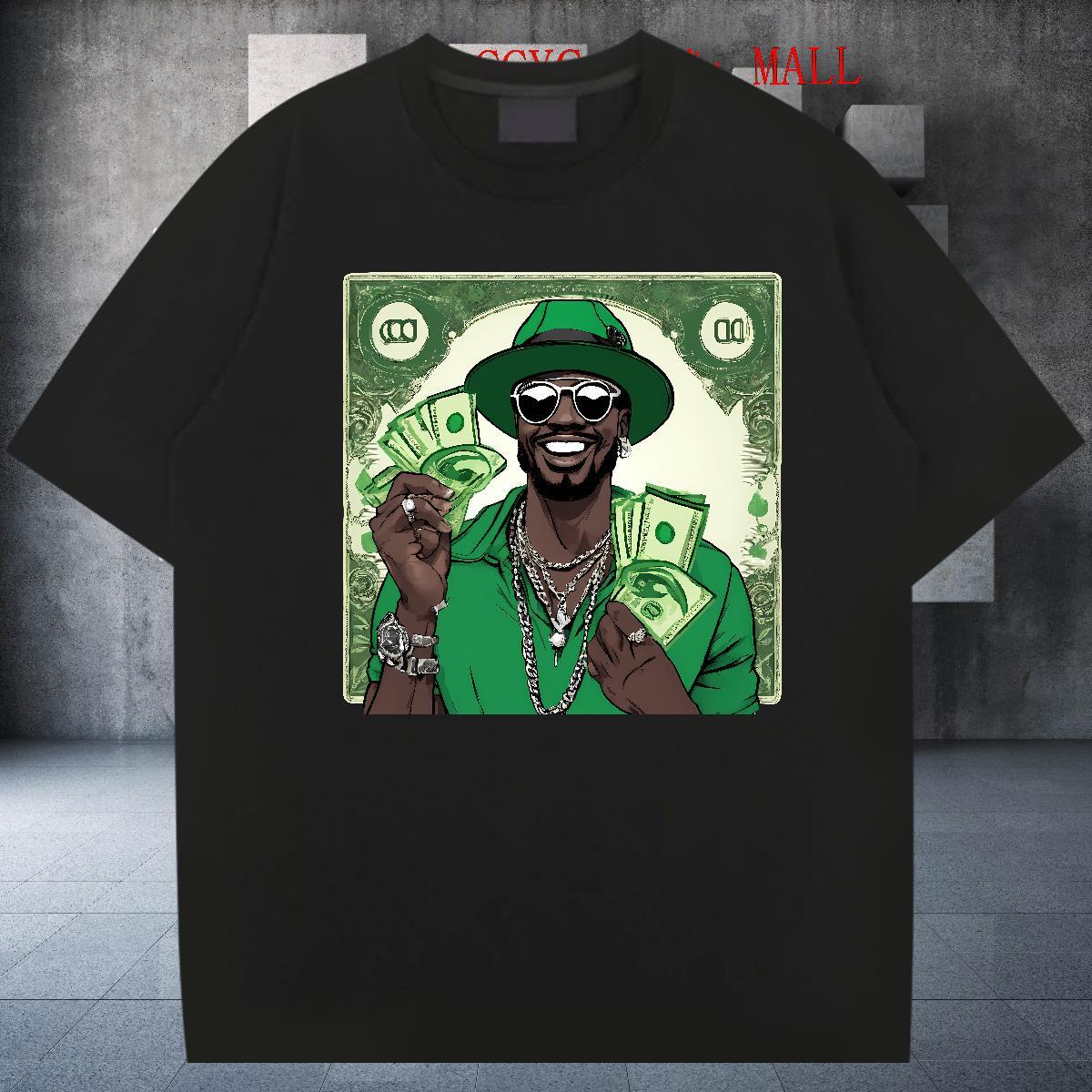 Soft Men Tees 230g Pure Cotton Street wear Hip Hop cash Floral Print Breathable Short Sleeve New Arrival T Shirt For Man Tee Shirt