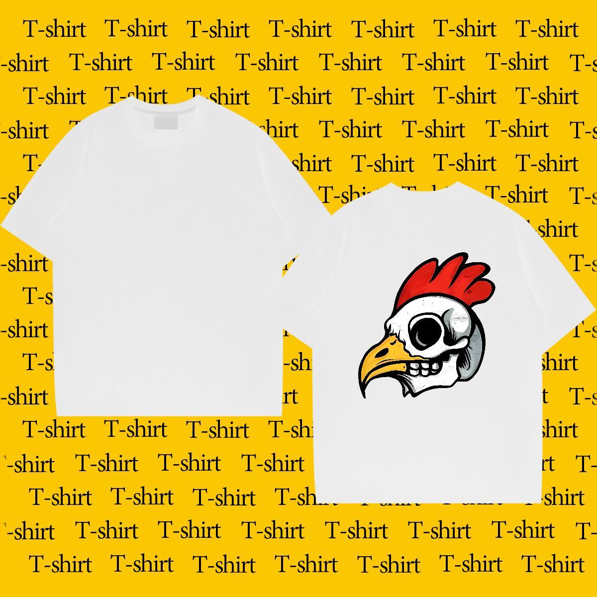 2024 Summer T-Shirts for Men 230g 100% Cotton chicken Spring Summer Tshirts Crew Neck Breathable Soft Men Tops Tees Custom Anime