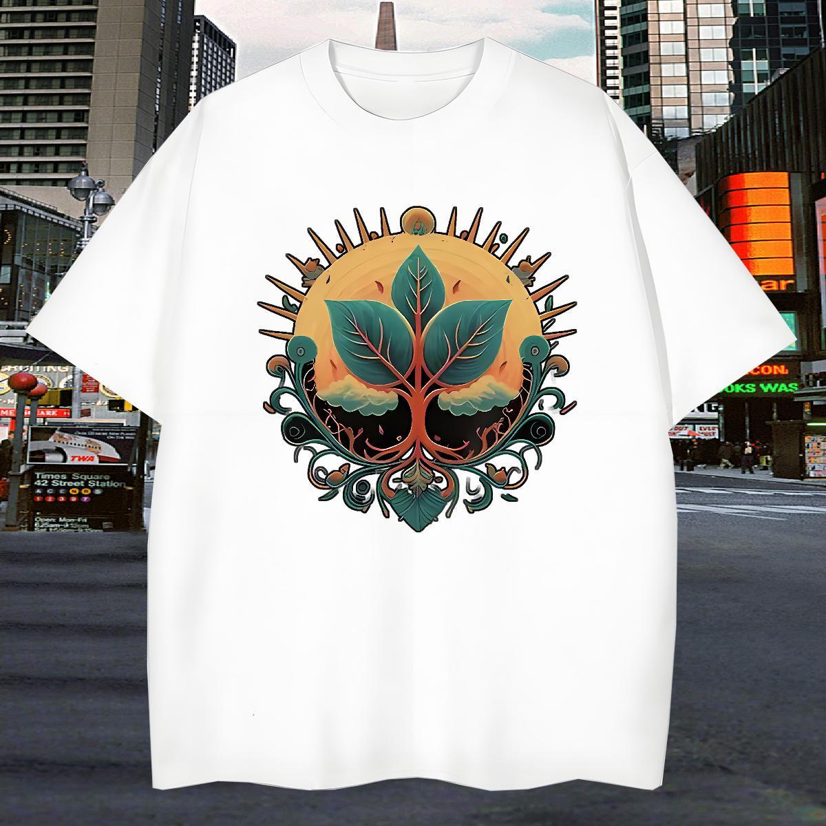 T Shirts Men 230g Pure Cotton tree Summer Casual Breathable Soft DIY Logo Oversized Men Tops Tees New Loose Clothes