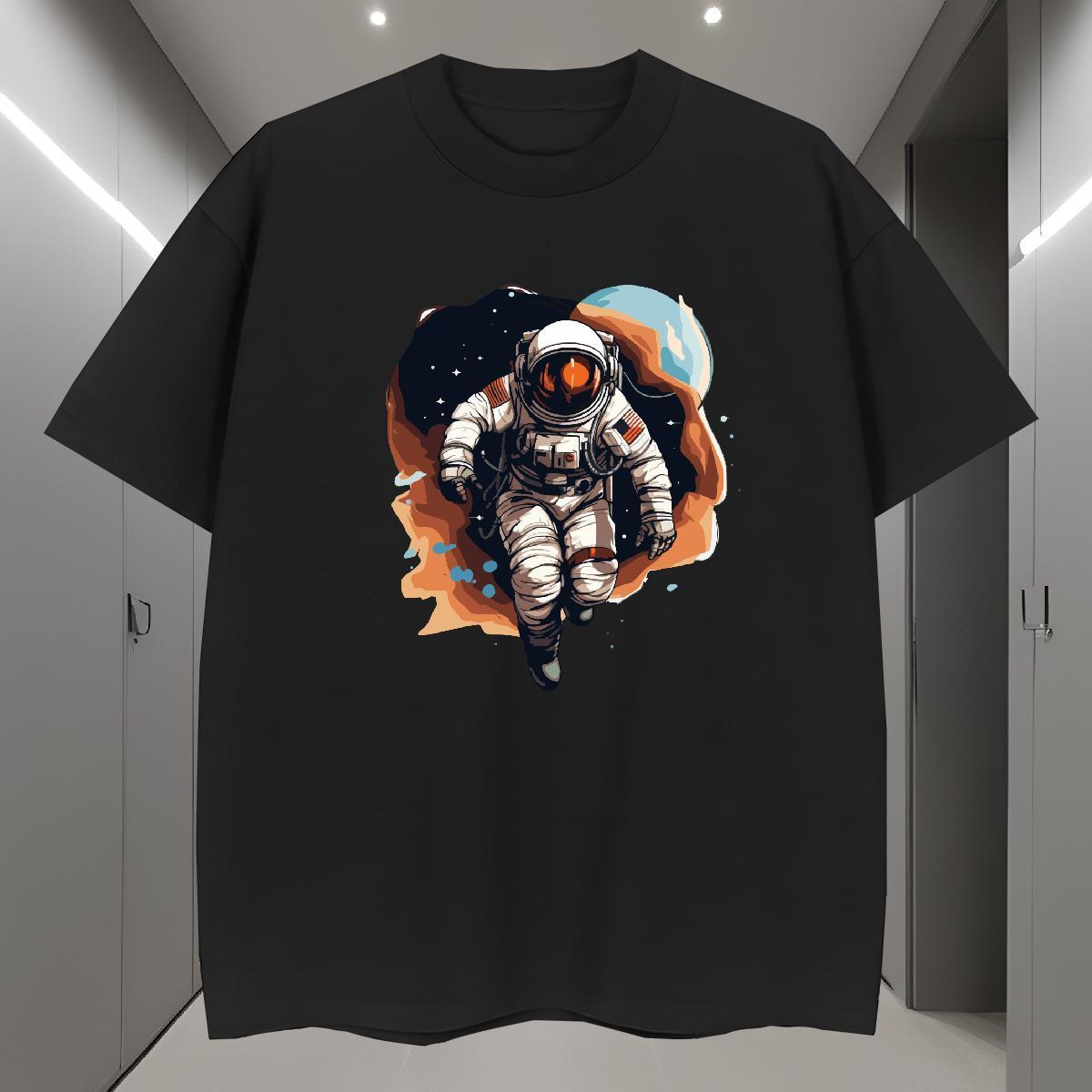 Man T Shirts 230g Cotton universe Outdoor Breathable Short Sleeve Black Oversized Men Clothes T-Shirt Fashion New Loose Tees