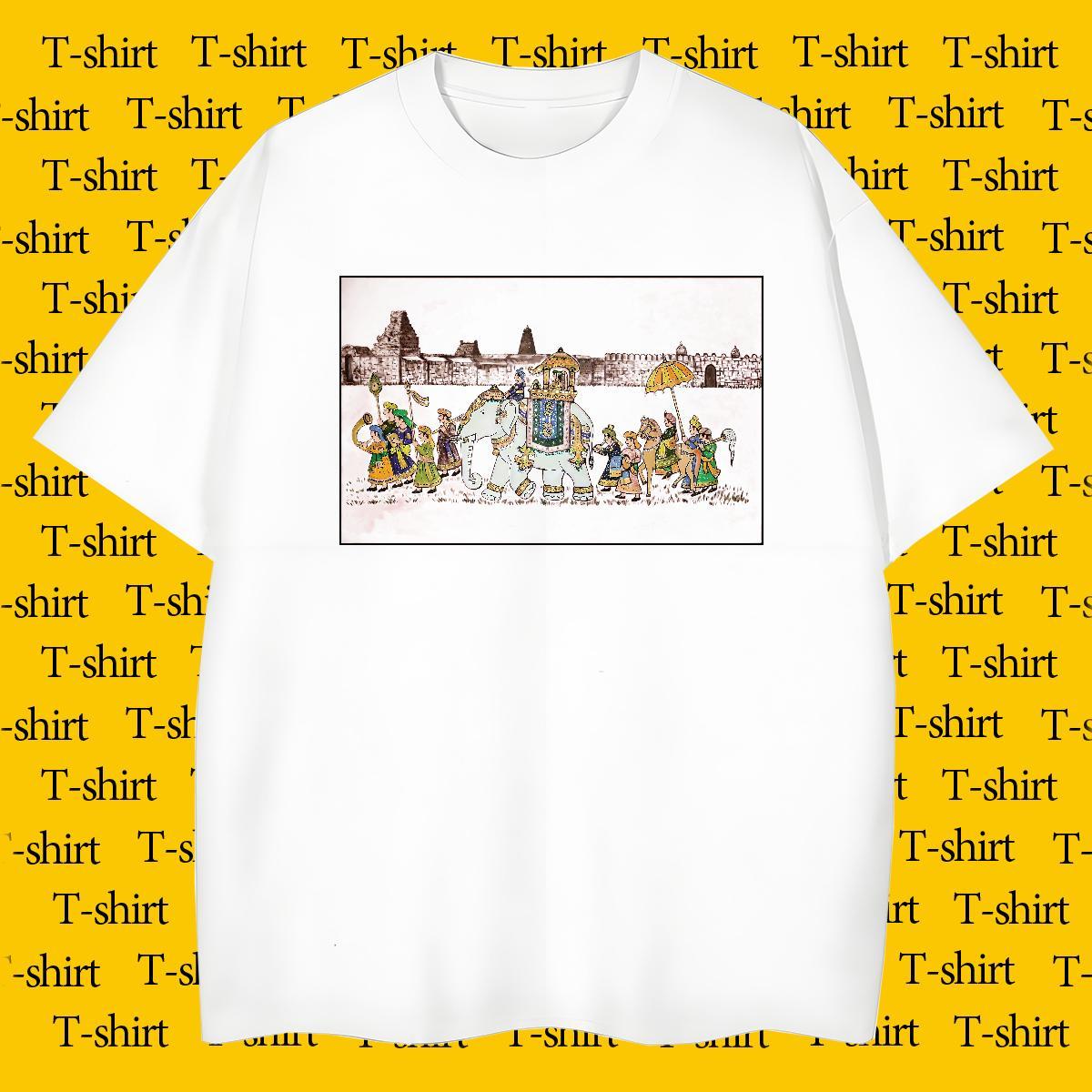 Designer Fashion T Shirt For Man 230g Pure Cotton elephant Casual Tops O-Neck Short Sleeve High Quality Men Clothes T-Shirt White Plus Size