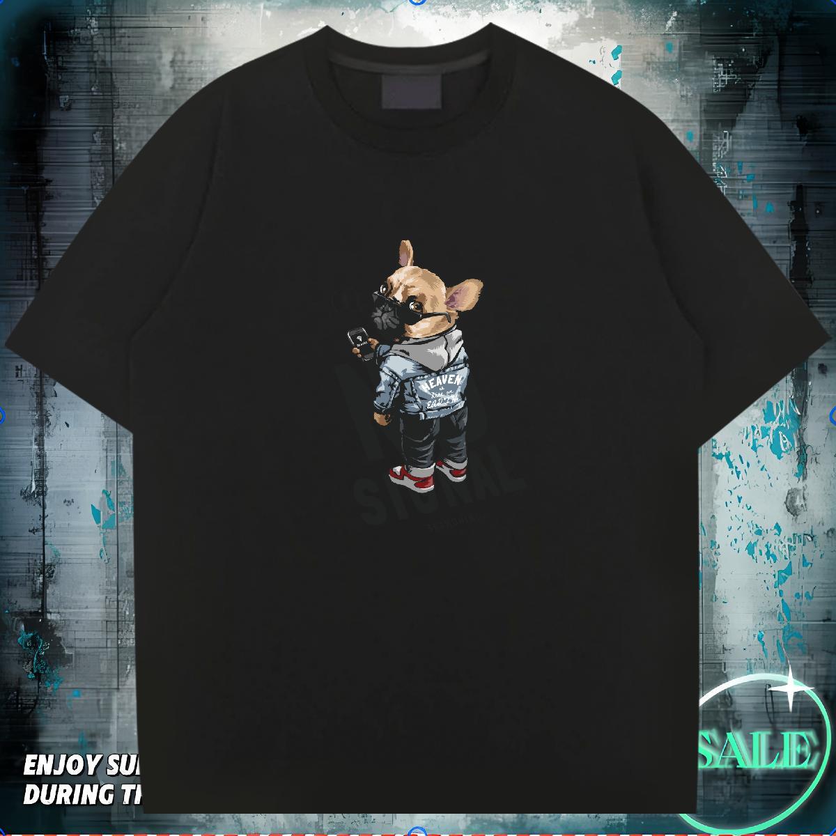 Fashion Mens T Shirts 230g 100% Cotton dog Daily Outfit Clothings Pure Cotton Wholesale Men Tops Tees Graphic