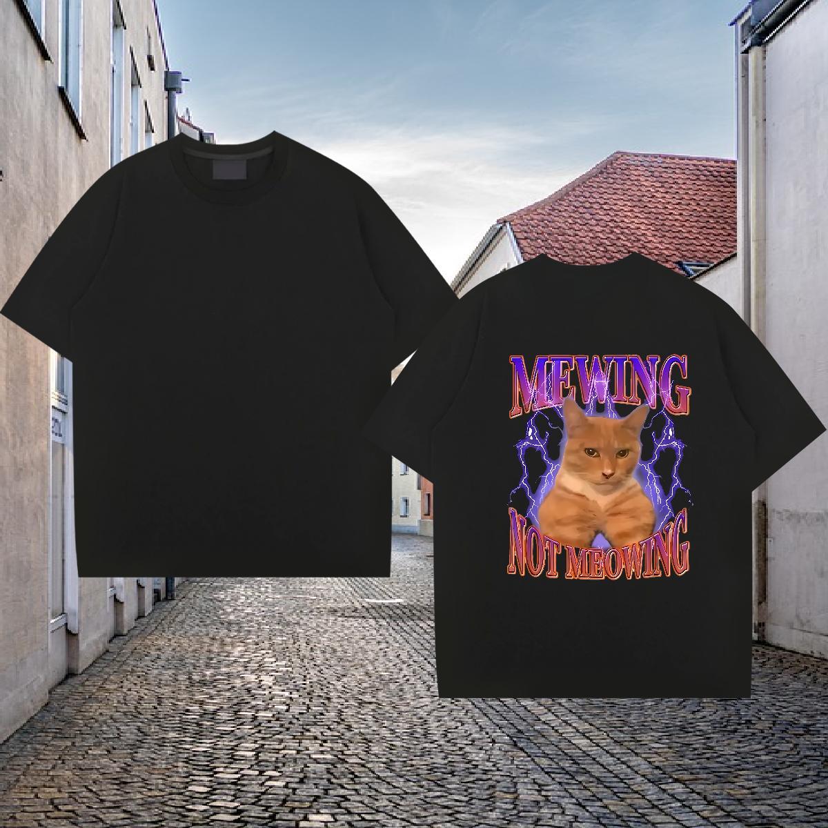 Fashion Casual T-Shirts 230g Cotton cat Home Outdoor Clothings Round Neck Short Sleeve Loose Tshirts Graphic