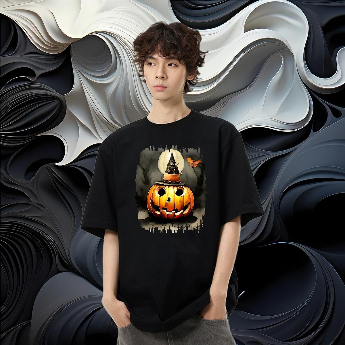 New Designer T shirt 100% Cotton 230g pumpkin Hip Hop Tshirts Breathable Short Sleeve Cool Mens Tshirts DIY Printed