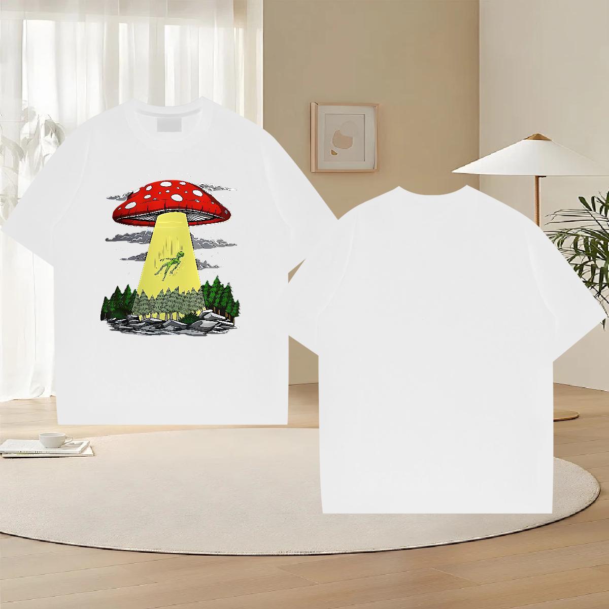 Comfortable Men Tees 230g Cotton Daily Wear mushroom Customized Print Breathable 2024 Summer T shirt Tees Shirts