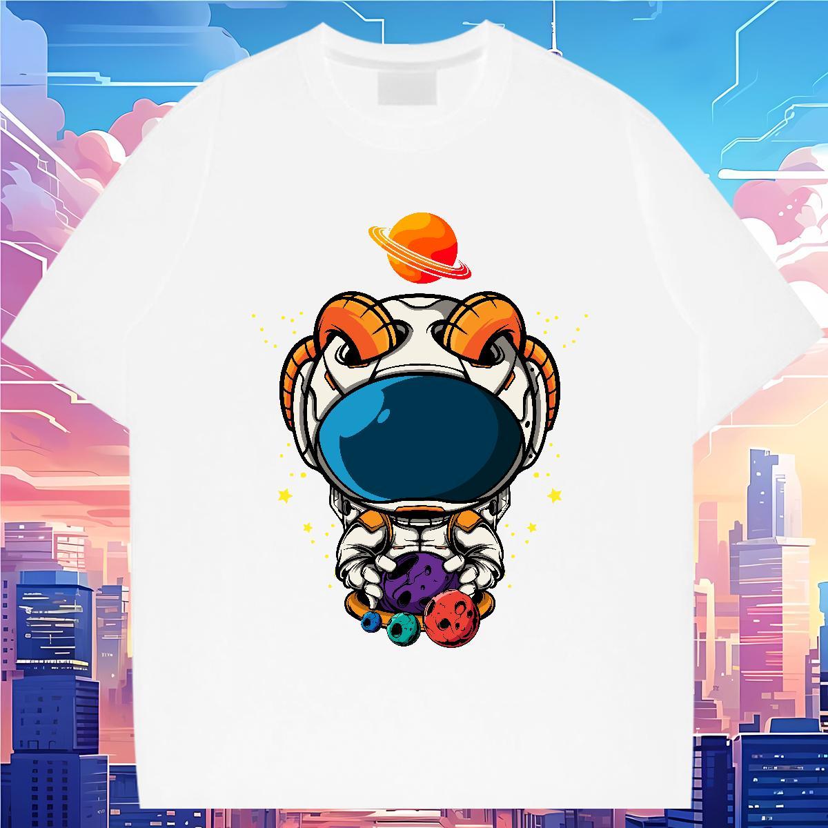 Men T Shirts 230g Pure Cotton universe Anime Printing Street Breathable Short Sleeve Skull Men Clothes T-Shirt Casual New Free Shipping Tshirts