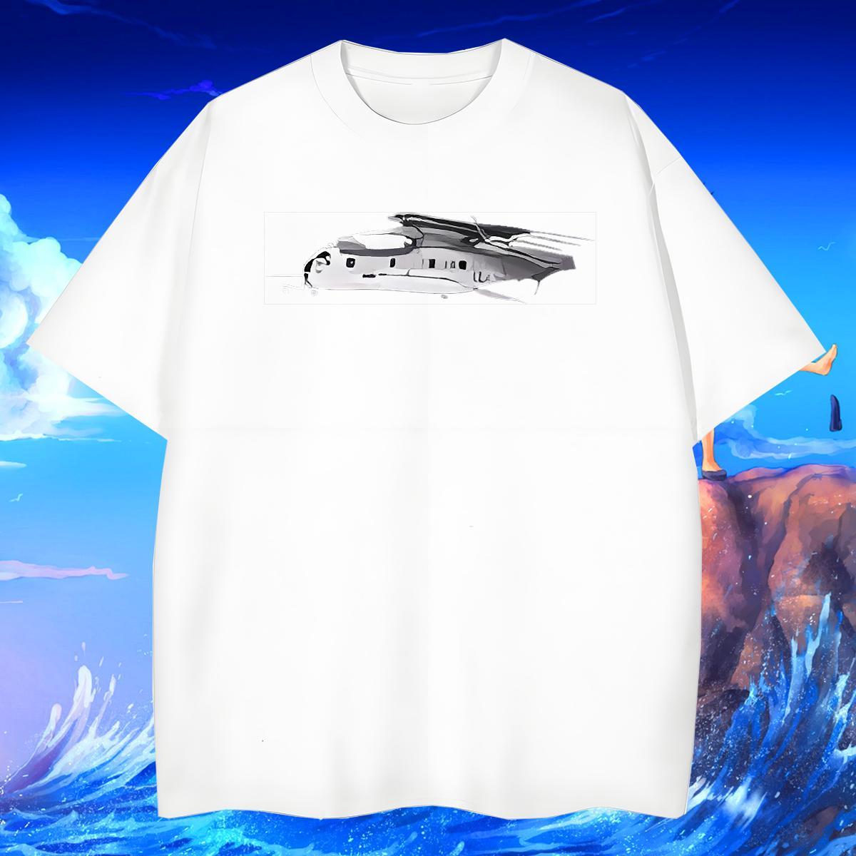 Soft Tshirts 230g 100% Cotton Sport plane Cartoon Printing L-4XL Crew Neck Breathable Fashion Design T shirt Tops Tees