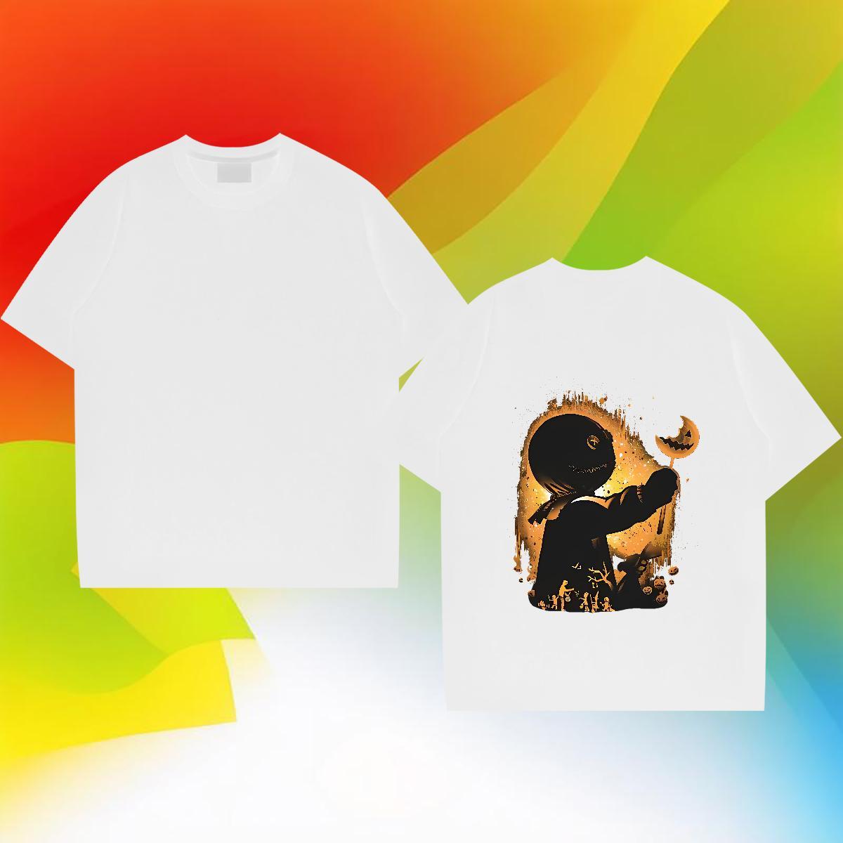 2024 DIY T Shirts Men 230g 100% Cotton halloween Beach Tees O-Neck Short Sleeve High Quality Tshirt for Man Woman Anime Print