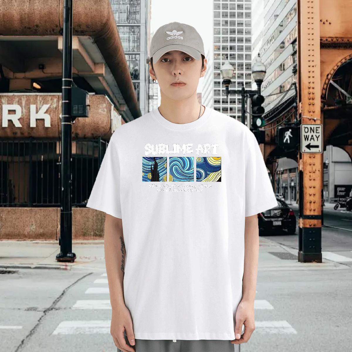 T-Shirts 100% Cotton 230g painting Street Wear Crew Neck Custom Print Plus Size Tshirt for Man Woman New Arrival Soft Tees Shirts