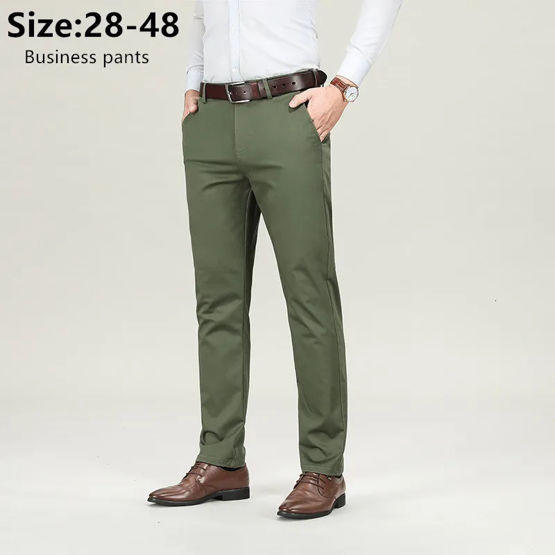 Men Pants Thin Ice Silk Washandwear Elastic Formal Fit Male Drape Plus Size Straight Black Suits Dress Business Office Trouser 240806
