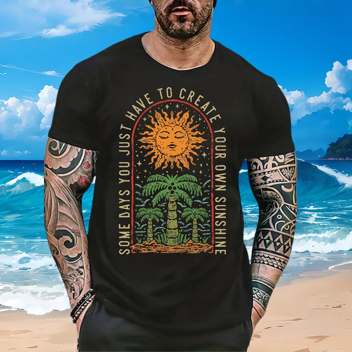 2024 T-Shirts for Men 230g Pure Cotton tree Home Outdoor Tee Shirt Breathable Short Sleeve Cool Men Tops Tees Plus Size Custom