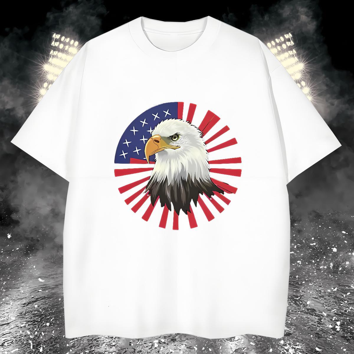 T shirt 230g 100% Cotton eagle High Street Hip Hop Breathable Crew Neck Black White Men Clothes T-Shirt New TOP Quality Tops Shirt