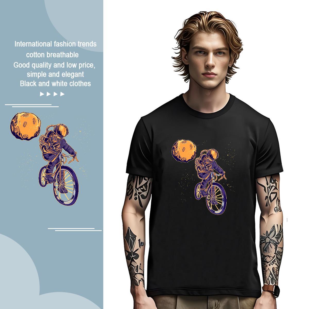 Man T Shirts 230g Cotton cosmonaut Home Outdoor Breathable Soft DIY Printed Tshirts 2024 Designer Unisex Tops