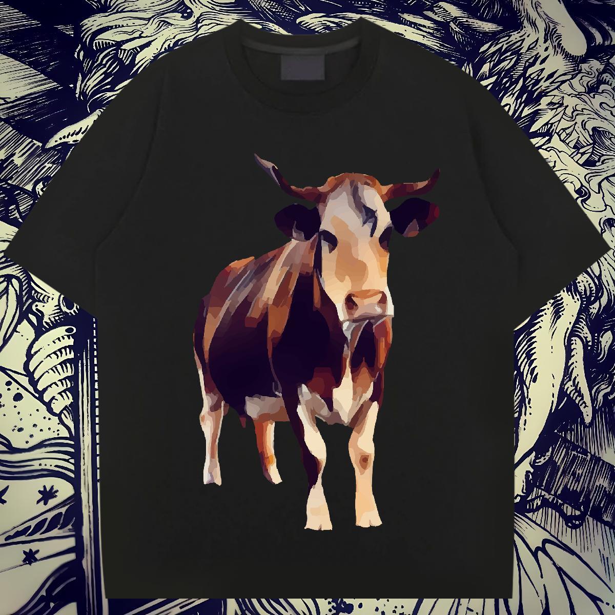 Cool Men Tees 230g 100% Cotton Beach cow Oversized 4XL Short Sleeve Soft Classic Casual T shirt Polos