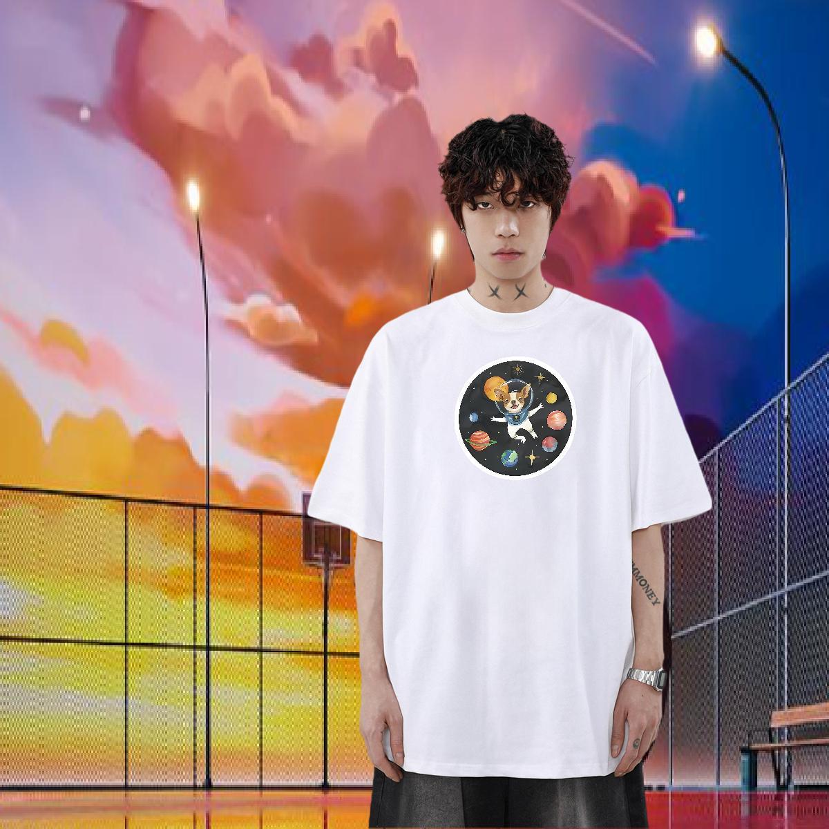 Factory Direct Man T Shirts 230g Pure Cotton dog Beach Tops Breathable Soft Men Tops Tees Black White