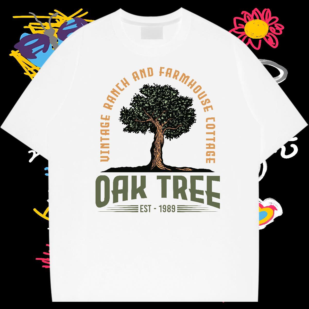 Customized Man T Shirts 230g 100% Cotton tree Daily Wear Top Tees Short Sleeve O-Neck Comfortable Men Tops Tees Anime Print